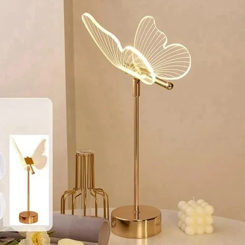 Candeeiro de mesa borboleta, luz noturna nórdica para quarto bivolt 3cors