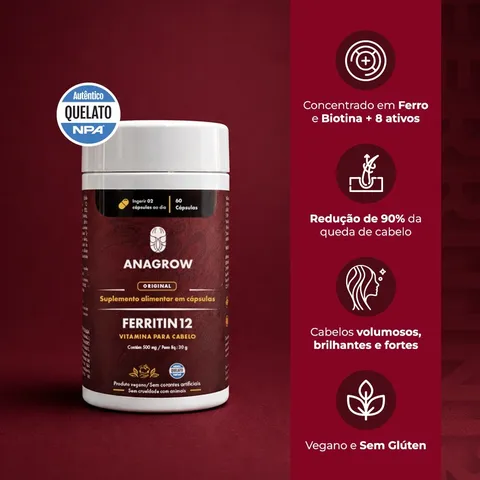 Ferritin12 - Suplemento Para Queda De Cabelo | Crescimento, Fortalecimento, Vegano