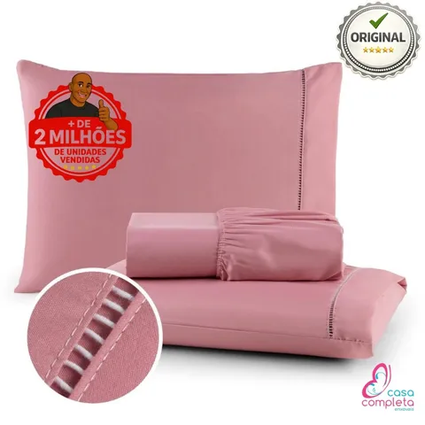 Jogo de Lençol 03 Peças 400 Fios Cama Casal Queen Solteiro Berço Micropercal Ponto Palito