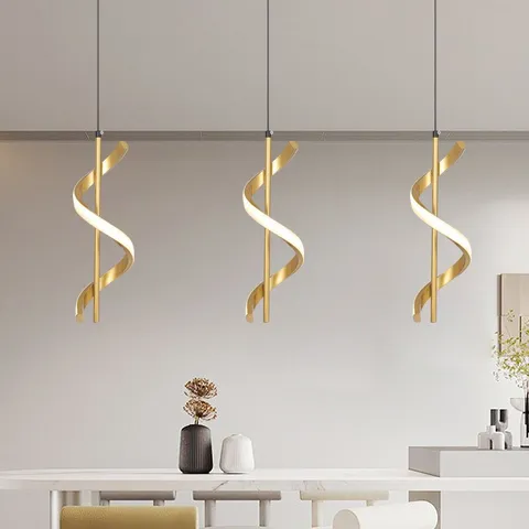 (3 cores em 1 luz) Lustre Pendente Luminária de Teto Led Dourado Decoração Minimalista Moderno para Sala Quarto Cozinha