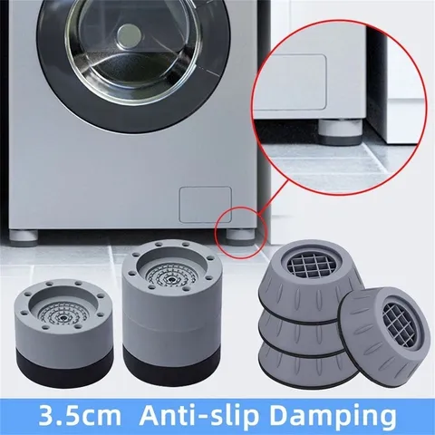 Kit 4 Suporte Pé Máquina De Lavar E Secar Almofadas De Apoio Anti Vibração Limpar Lavadora Borracha