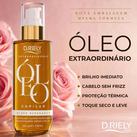 Óleo Extraordinário D.Riely Hair – Tratamento Capilar, Brilho Intenso, Nutre, Hidrata, Mix de Óleos