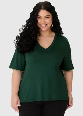 Malwee - Blusa Básica em Moletinho Plus Verde Militar