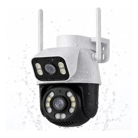 Câmera De Segurança Icsee 6mp Com Lente Dupla Tela Dupla 4k Camera Dupla Preta E Cinza 4k Ultrahd Rotativa App Icsee Alta Resolução
