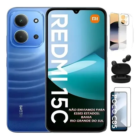 Celular Xiaomi Redmi 15c 256gb 8ram Global 2 Sim Nf + Brinde Azul
