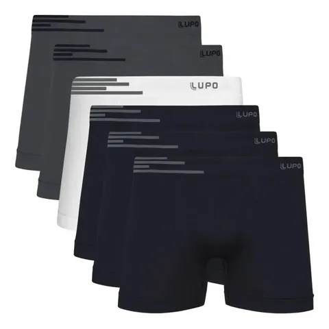 Kit 6 Cuecas Lupo Boxer Poliamida Sem Costura Box Masculina