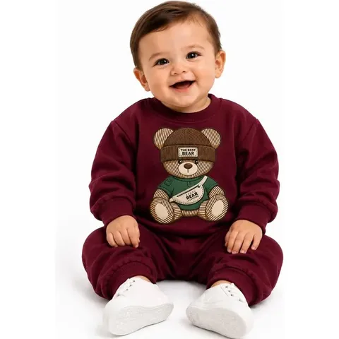 Conjunto Moletom Bebê Menino Flanelado Ursinho Inverno