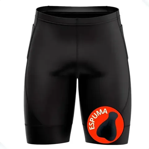 Bermuda Ciclismo Masculina Spinning Bolso Lateral Preta Bike Preto Liso P