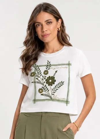 Blusa Feminina Visco Premiere Estampa Bege