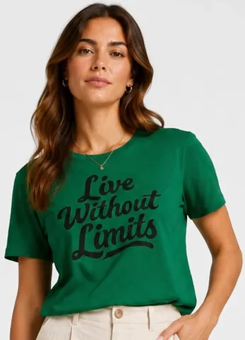 Blusa Manga Curta Estampada Verde Escuro