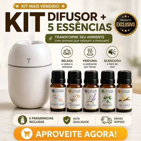 Kit Mini Umidificador Difusor Aromatizador Ambiente  Egg com Essências | 1 Umidificador + 5 Essências