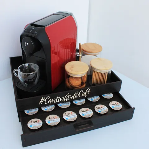 Melhor Porta Cápsula Decorativa 3 Corações Capacidade 24 Cápsulas Mdf Organizadora Cantinho do Café