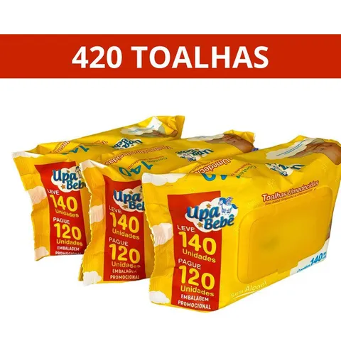 Kit Com 420 Toalhas Umedecidas/3 Pacotes- Upa Bebê Promoção
