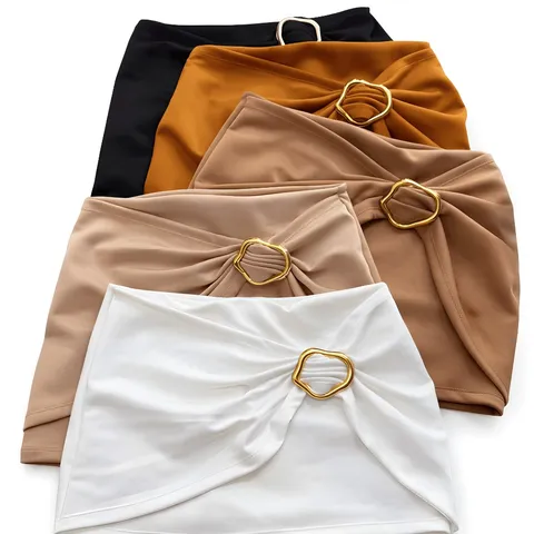 Short Saia Feminino com Detalhe de Fivela – Cintura Alta | Look Moderno