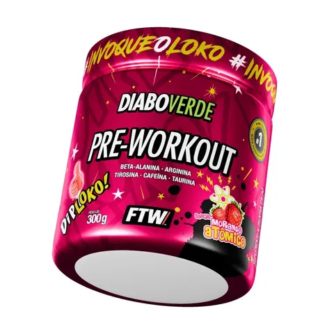 FTW Diabo Verde Pré-Treino #Pre-Workout 300g Energia Força e Foco com Cafeína, Beta-Alanina Sabores