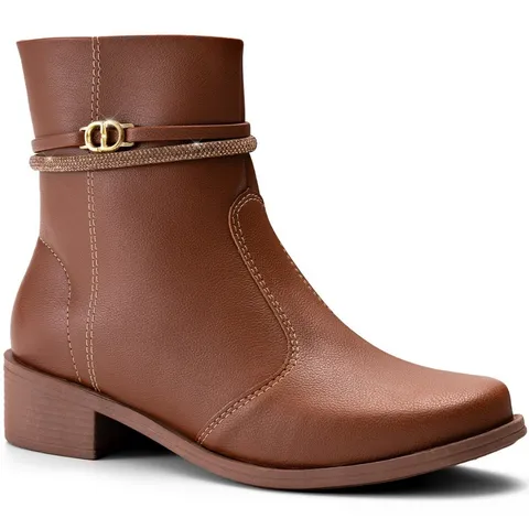 Bota Feminina Lumiss Montaria Rasteira Cano Baixo Strass