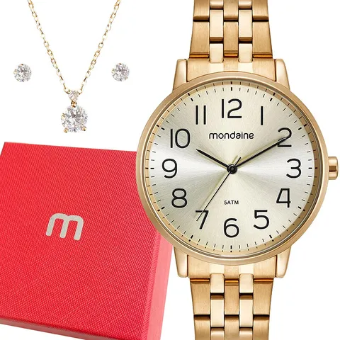 Relógio Mondaine Feminino Analógico Dourado Original Garantia