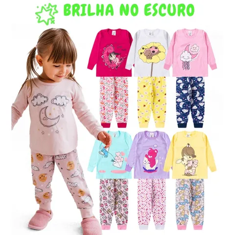 Kit 4 Peças Pijama Sortido Infantil Menina Inverno Roupa Infantil Feminina