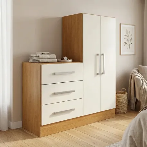 Cômoda 2 Portas 3 Gavetas Dunas Nature Off/White