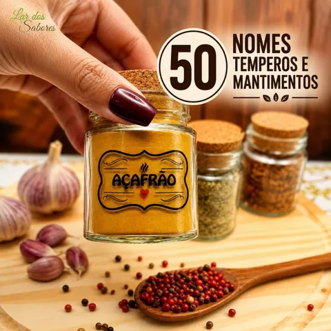Kit 50 Adesivos Para Temperos E Mantimentos Transparente 5x3cm Organizadores De Potes