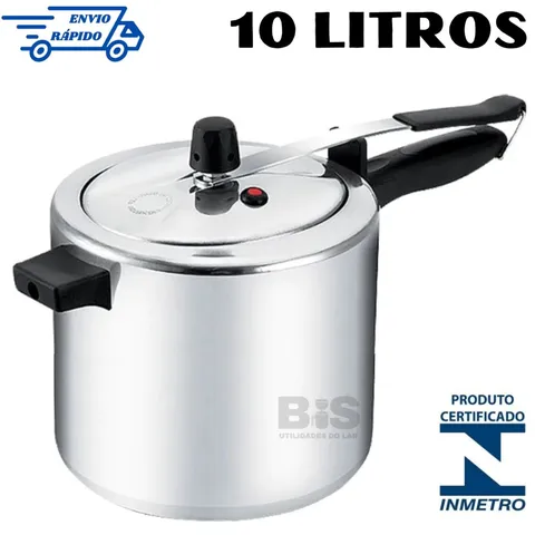 Panela De Pressão 10 Litros Testada e Certificada Pelo Inmetro Ótima Pressão 10L