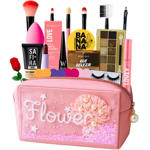 Bolsa De Maquiagem Completa SAGARO Essencial LINDO PRESENTE