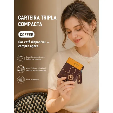 Bolsa de Mão/Carteira Feminina Zíper Porta Moedas e Porta Cartões