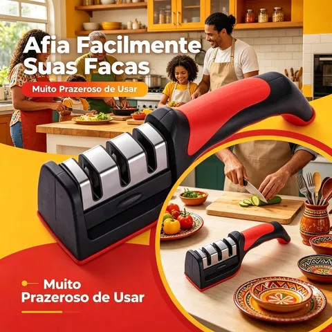 Afiador De Faca 3 Estágios Amolador Profissional Com Afiação Rápida Em Aço Inoxidável