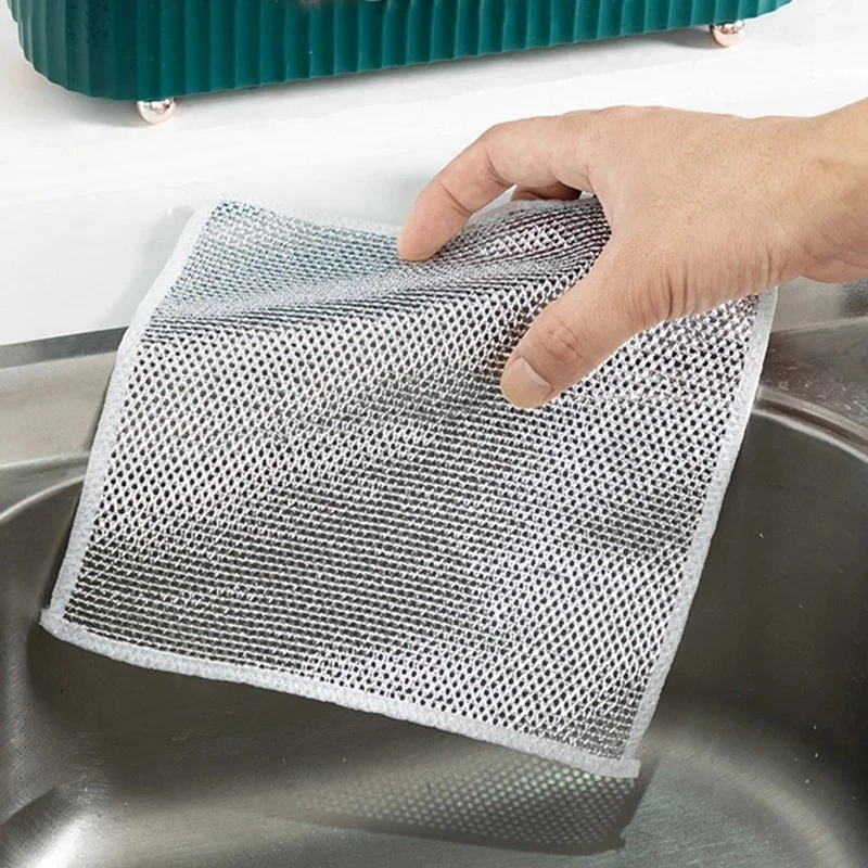 5 Pcs Pano De Limpeza De Arame Metálico Malha Não Oleosa Fogão De Cozinha Prato & Panelas