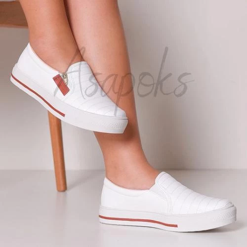 Tênis Sapatênis Sapatilha Feminino Casual Slip On Com Zíper Confortável