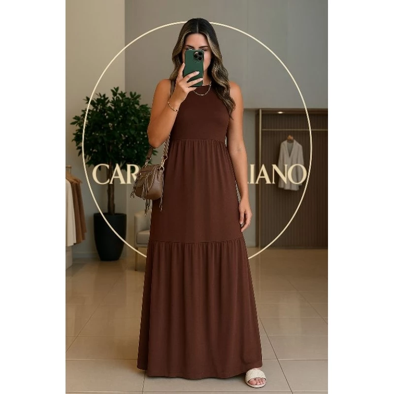 Vestido Feminino Longo Cavado 3 Marias